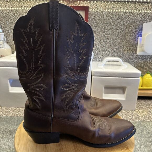 Ariat Heritage R Toe Western Leather Boot Women's Sz 11B Cowgirl Distress Brown - Picture 7 of 14